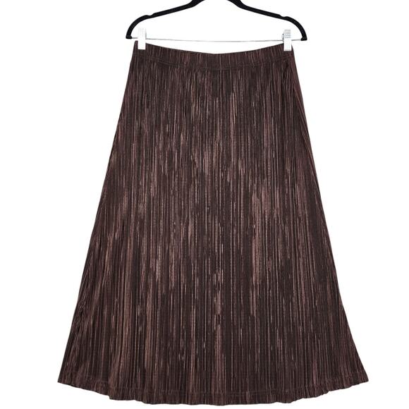BonWorth Womens Vintage Pleated Slinky Midi Skirt Size Small Petite Brown A Line - Picture 1 of 11